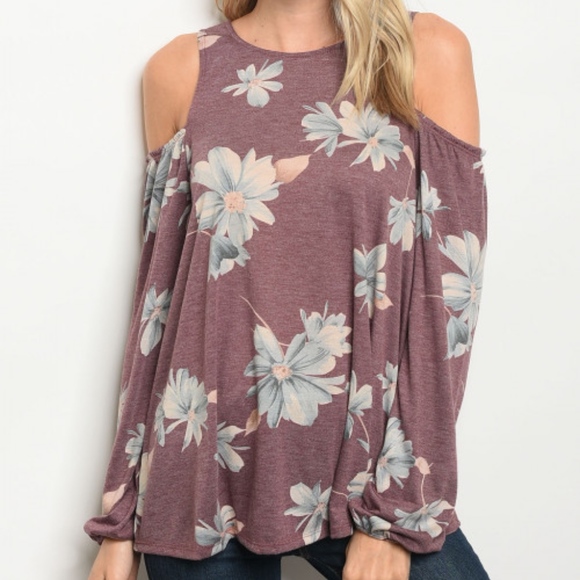 TREND SETTER DIVA BOUTIQUE ITEM Tops - WINE FLORAL TOP